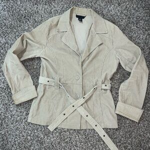 Outer Edge Light Tan Corduroy Trench Coat